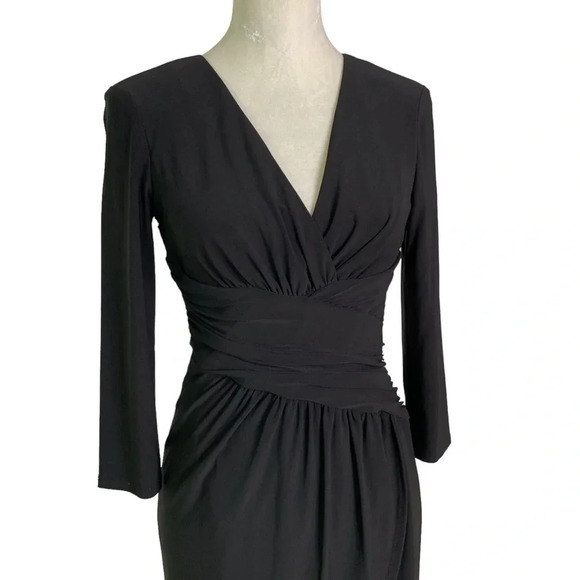 Eliza J Surplice Wrap Jersey V Neck Dress Black Size 2 NWT - Picture 6 of 13